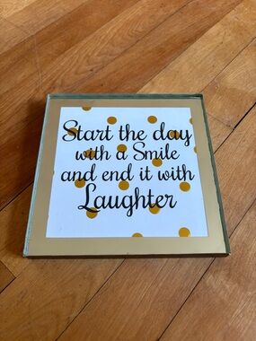 Gold Dot Inspirational Wall Plaque - Start the Day with a Smile